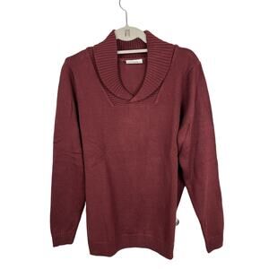 Bizfete Mens Burgundy Pullover Sweater Medium Collar Cotton Blend NWOT